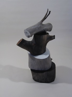 Stacked I Teapot
Locust Wood Logs, Wood Filler, Wood Hardener, Paint
19"L. x 16"W. x 38 1/2"H.
2022